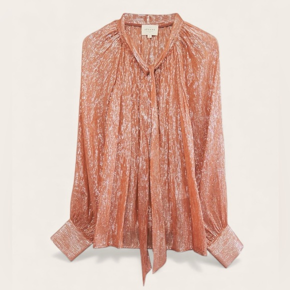 NWT Sézane Zelda Lurex Blouse FR 44 / US 12 - Picture 5 of 12
